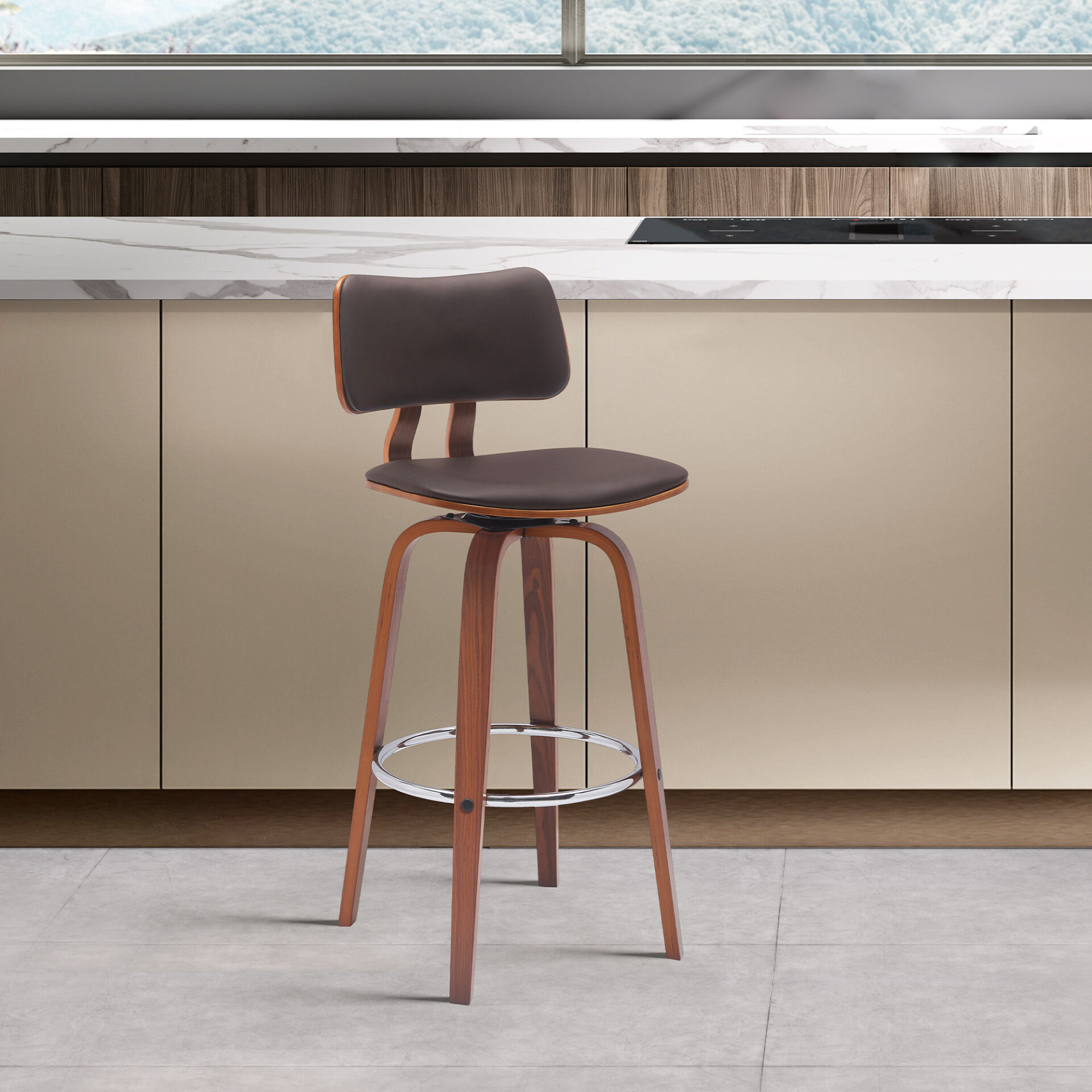 30-Inch Brown Faux Leather Swivel Low Back Bar Stool 9 30-Inch Brown Faux Leather Swivel Low Back Bar Stool - Image 9
