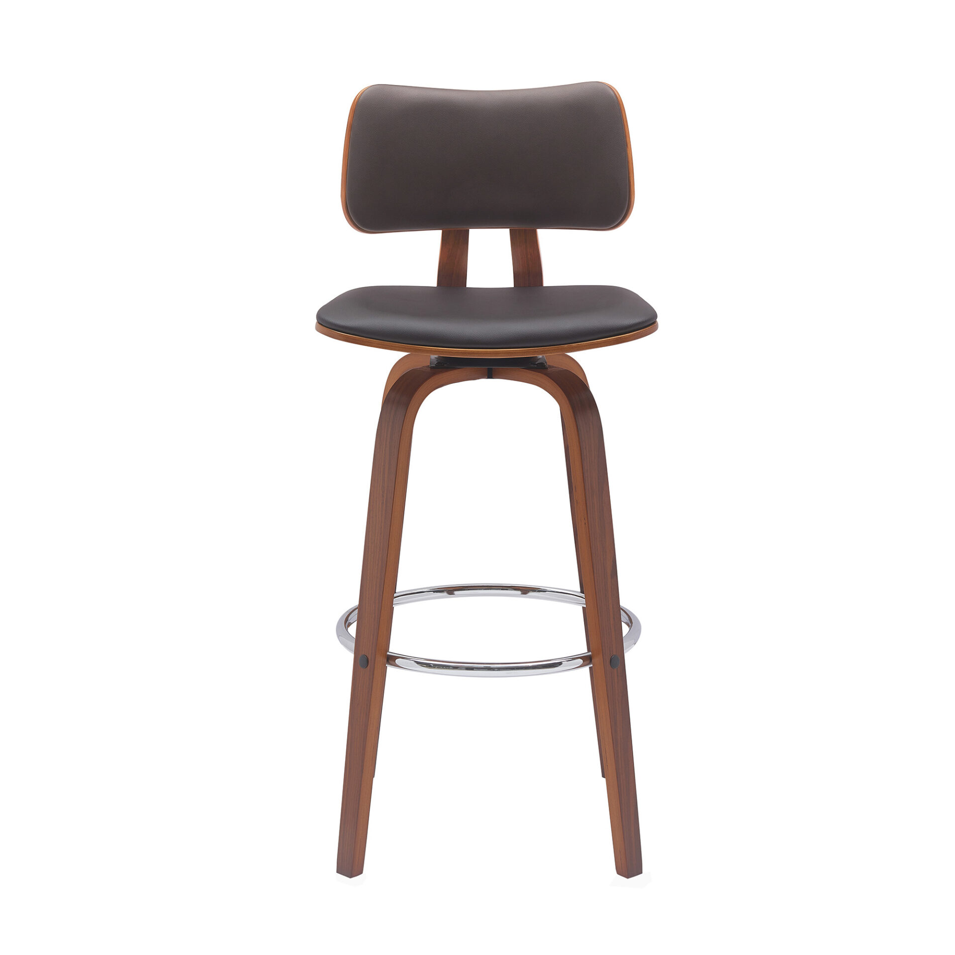 30-Inch Brown Faux Leather Swivel Low Back Bar Stool 2 30-Inch Brown Faux Leather Swivel Low Back Bar Stool - Image 2