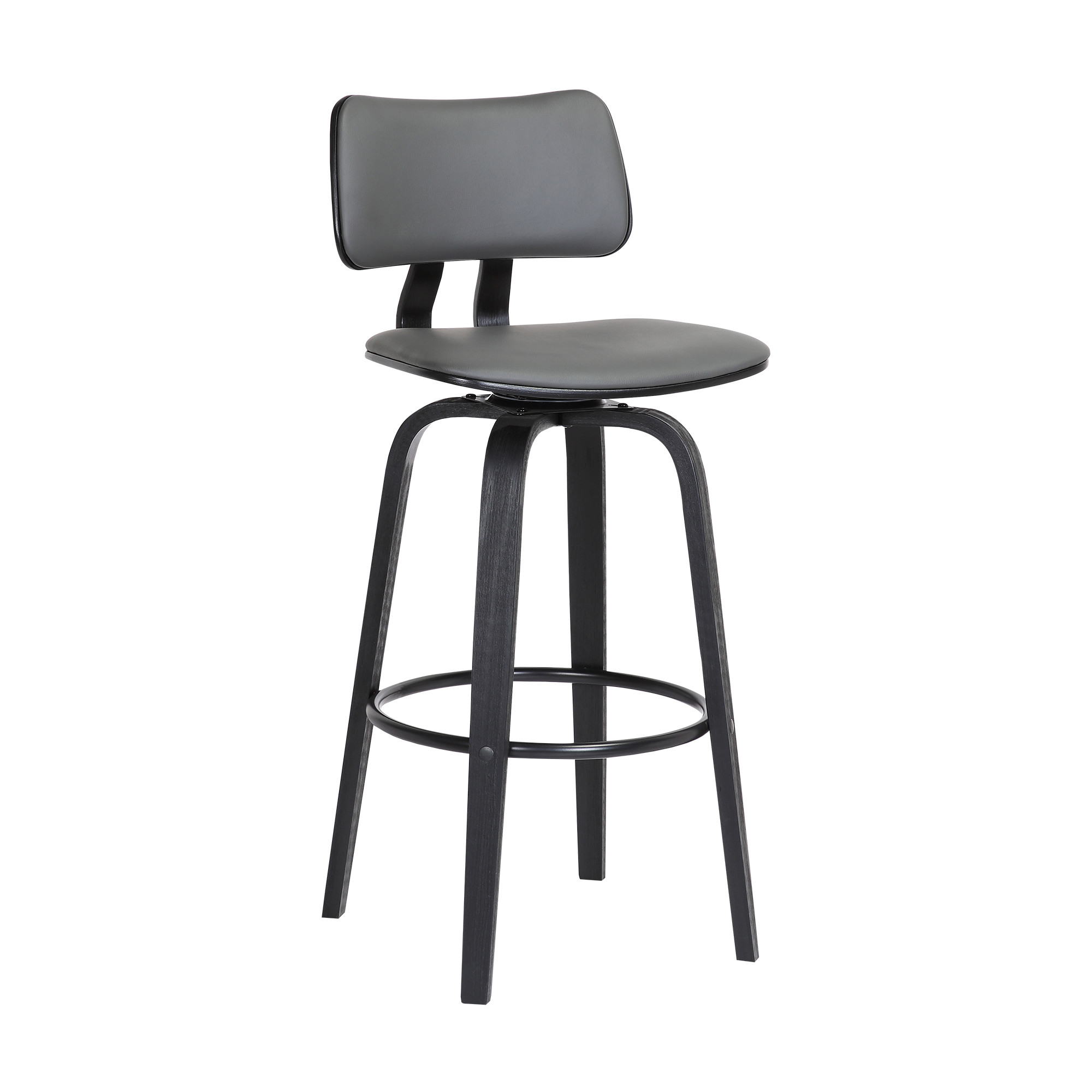 30 Inch Gray and Black Swivel Faux Leather Bar Stool 2 30 Inch Gray and Black Swivel Faux Leather Bar Stool - Image 2