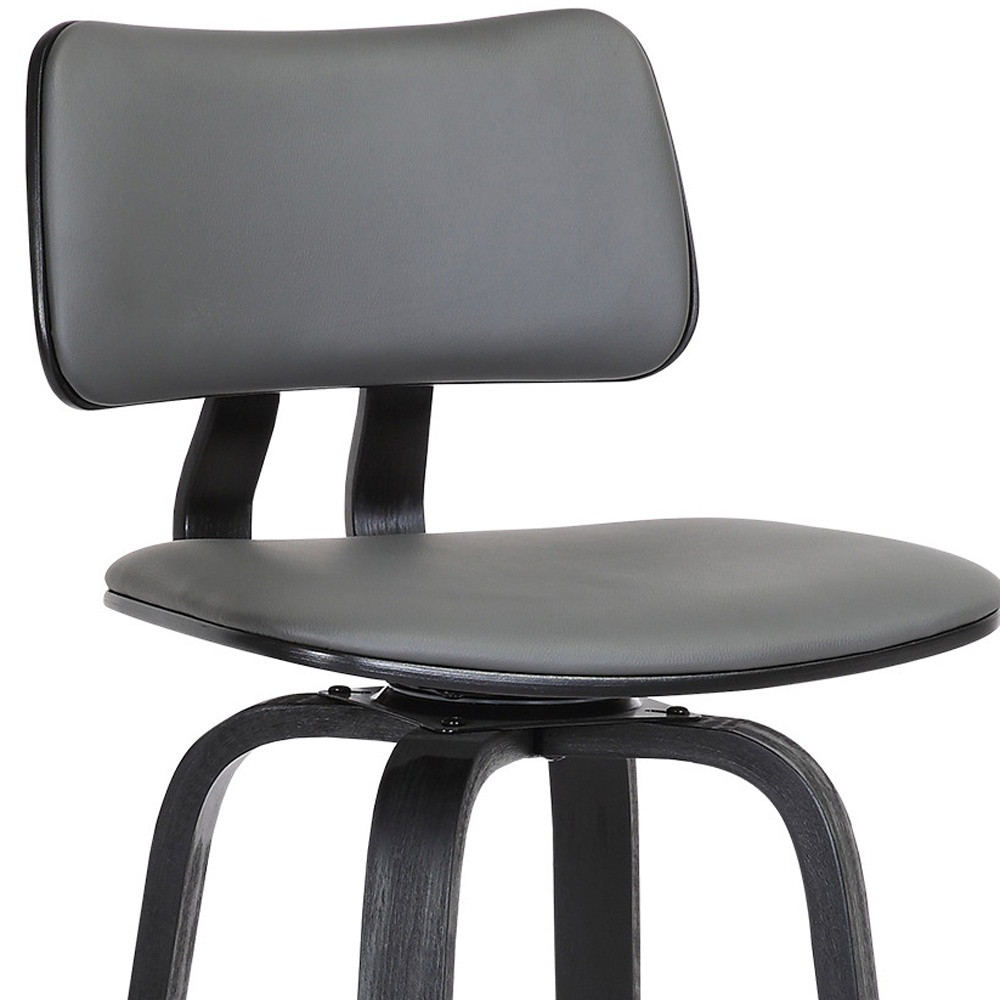 30 Inch Gray and Black Swivel Faux Leather Bar Stool 8 30 Inch Gray and Black Swivel Faux Leather Bar Stool - Image 8