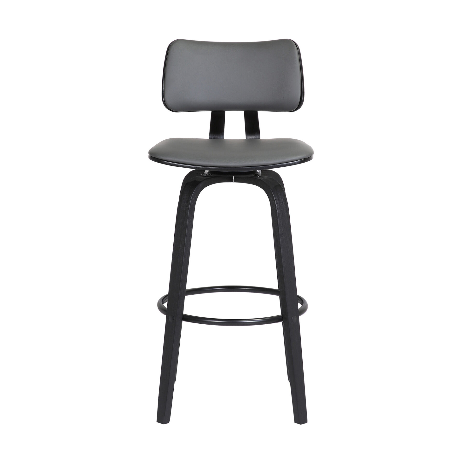 30 Inch Gray and Black Swivel Faux Leather Bar Stool 3 30 Inch Gray and Black Swivel Faux Leather Bar Stool - Image 3