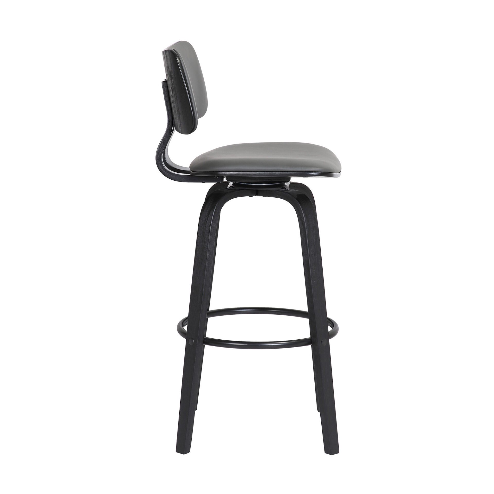 30 Inch Gray and Black Swivel Faux Leather Bar Stool 4 30 Inch Gray and Black Swivel Faux Leather Bar Stool - Image 4