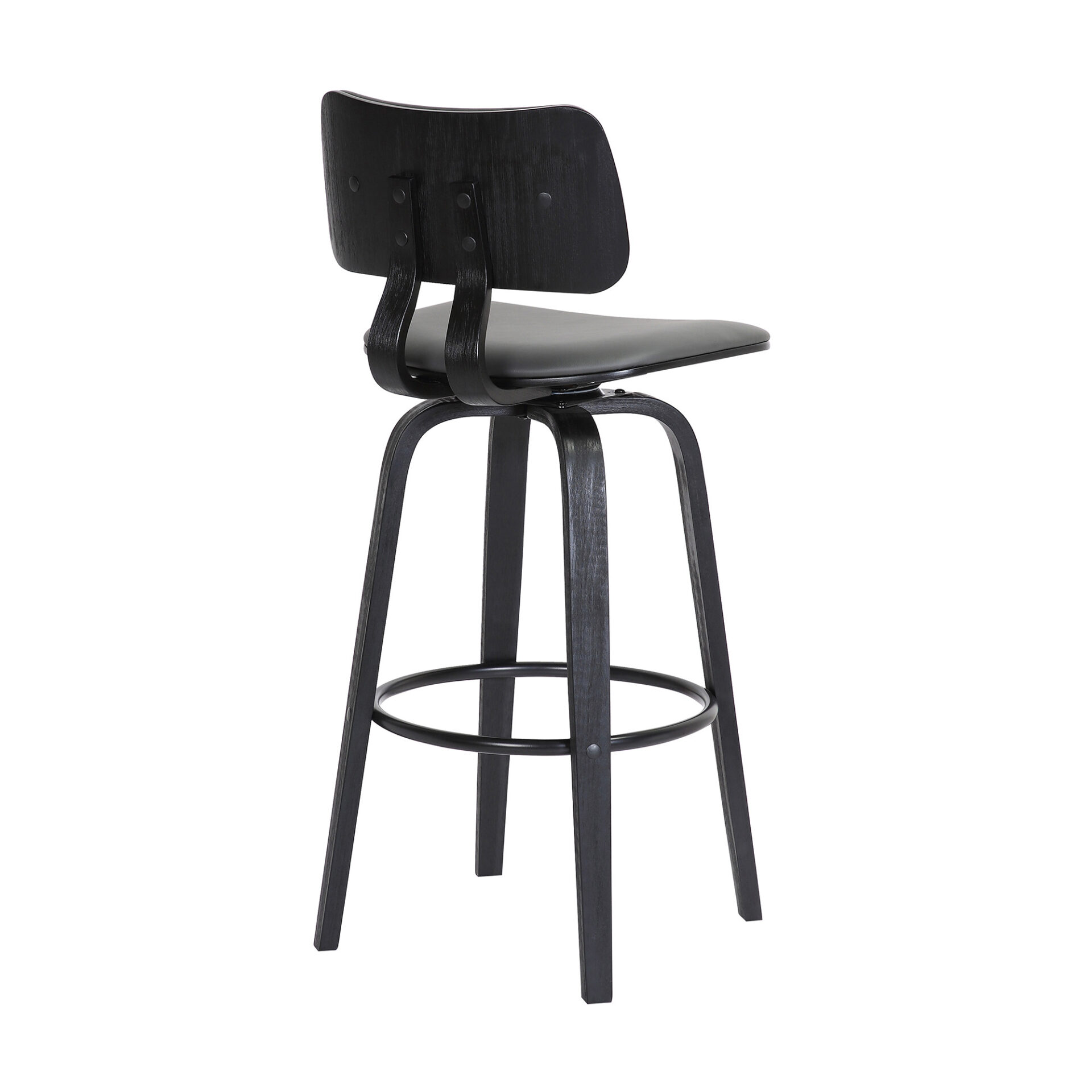 30 Inch Gray and Black Swivel Faux Leather Bar Stool 5 30 Inch Gray and Black Swivel Faux Leather Bar Stool - Image 5