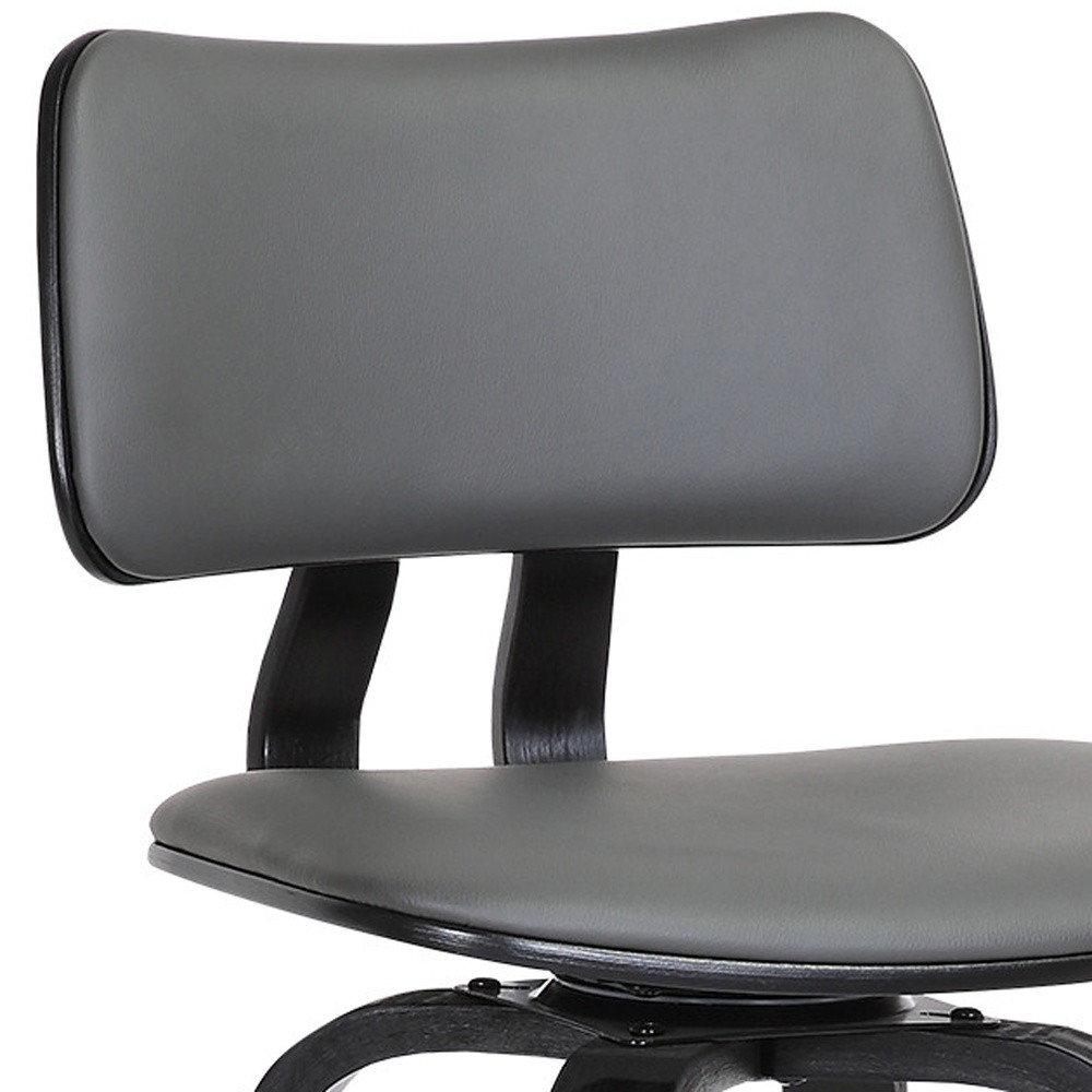 30 Inch Gray and Black Swivel Faux Leather Bar Stool 7 30 Inch Gray and Black Swivel Faux Leather Bar Stool - Image 7