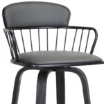 26 Inch Gray Black Faux Leather Swivel Counter Height Bar Stool