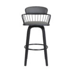 26 Inch Gray Black Faux Leather Swivel Counter Height Bar Stool