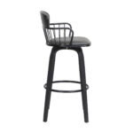 26 Inch Gray Black Faux Leather Swivel Counter Height Bar Stool