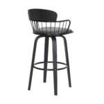 26 Inch Gray Black Faux Leather Swivel Counter Height Bar Stool