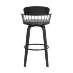 26 Inch Gray Black Faux Leather Swivel Counter Height Bar Stool