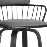26 Inch Gray Black Faux Leather Swivel Counter Height Bar Stool
