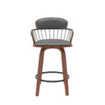 26-Inch Gray and Wood Brown Faux Leather Swivel Bar Stool 12 26-Inch Gray and Wood Brown Faux Leather Swivel Bar Stool