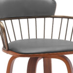 26-Inch Gray and Wood Brown Faux Leather Swivel Bar Stool 17 26-Inch Gray and Wood Brown Faux Leather Swivel Bar Stool