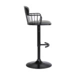 Adjustable Gray Black Faux Leather Swivel Bar Stool with Footrest