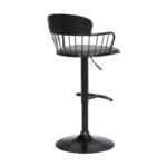 Adjustable Gray Black Faux Leather Swivel Bar Stool with Footrest