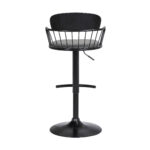 Adjustable Gray Black Faux Leather Swivel Bar Stool with Footrest