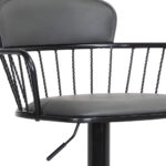 Adjustable Gray Black Faux Leather Swivel Bar Stool with Footrest