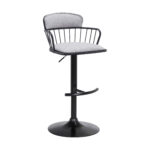 Adjustable Light Gray and Black Low Back Swivel Bar Stool 10 Adjustable Light Gray and Black Low Back Swivel Bar Stool