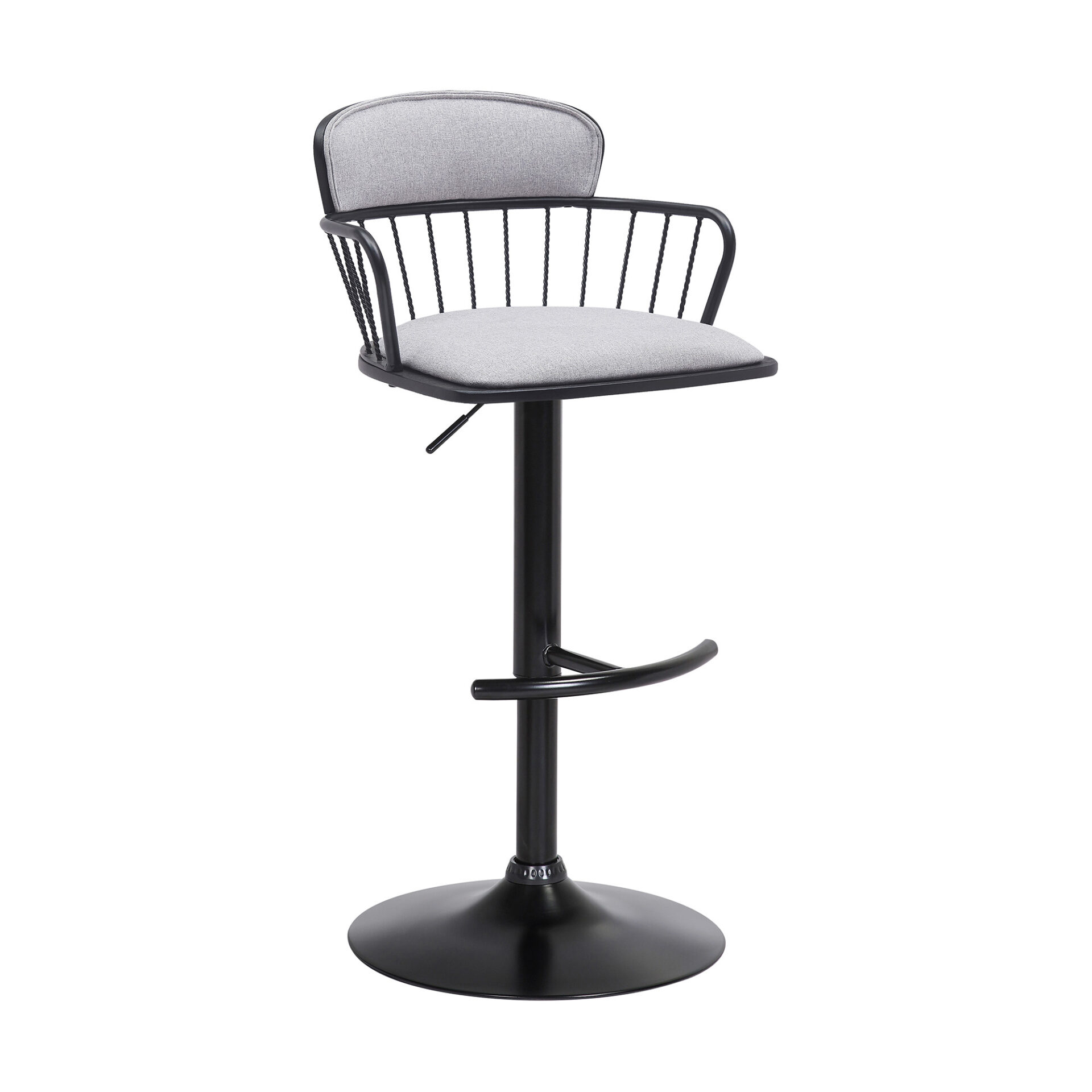 Adjustable Light Gray and Black Low Back Swivel Bar Stool 1 Adjustable Light Gray and Black Low Back Swivel Bar Stool