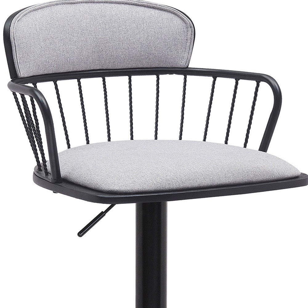 Adjustable Light Gray and Black Low Back Swivel Bar Stool 8 Adjustable Light Gray and Black Low Back Swivel Bar Stool - Image 8