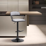 Adjustable Light Gray and Black Low Back Swivel Bar Stool 18 Adjustable Light Gray and Black Low Back Swivel Bar Stool