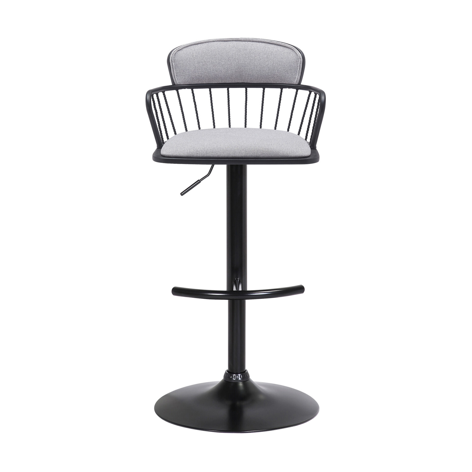 Adjustable Light Gray and Black Low Back Swivel Bar Stool 3 Adjustable Light Gray and Black Low Back Swivel Bar Stool - Image 3