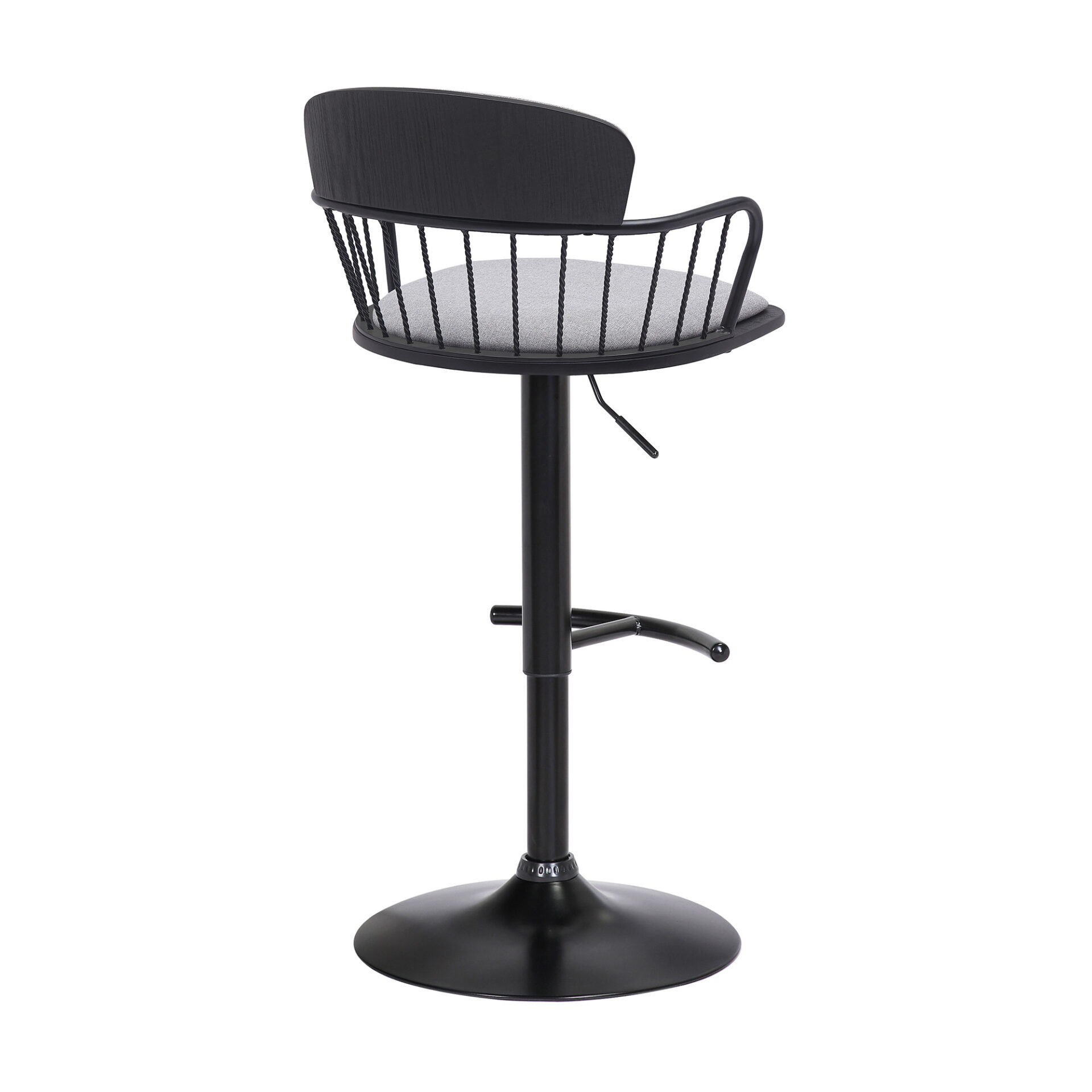 Adjustable Light Gray and Black Low Back Swivel Bar Stool 4 Adjustable Light Gray and Black Low Back Swivel Bar Stool - Image 4