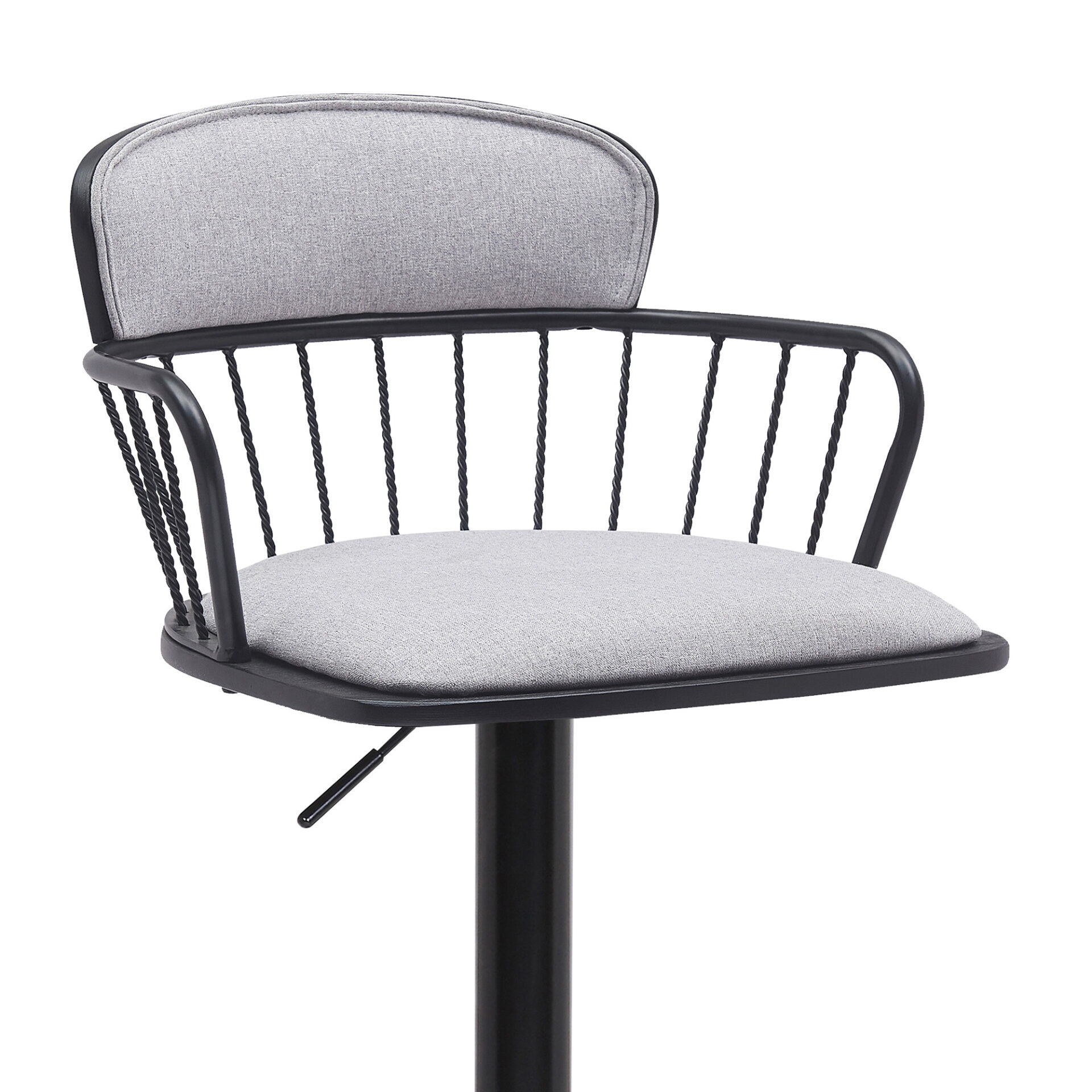Adjustable Light Gray and Black Low Back Swivel Bar Stool 5 Adjustable Light Gray and Black Low Back Swivel Bar Stool - Image 5