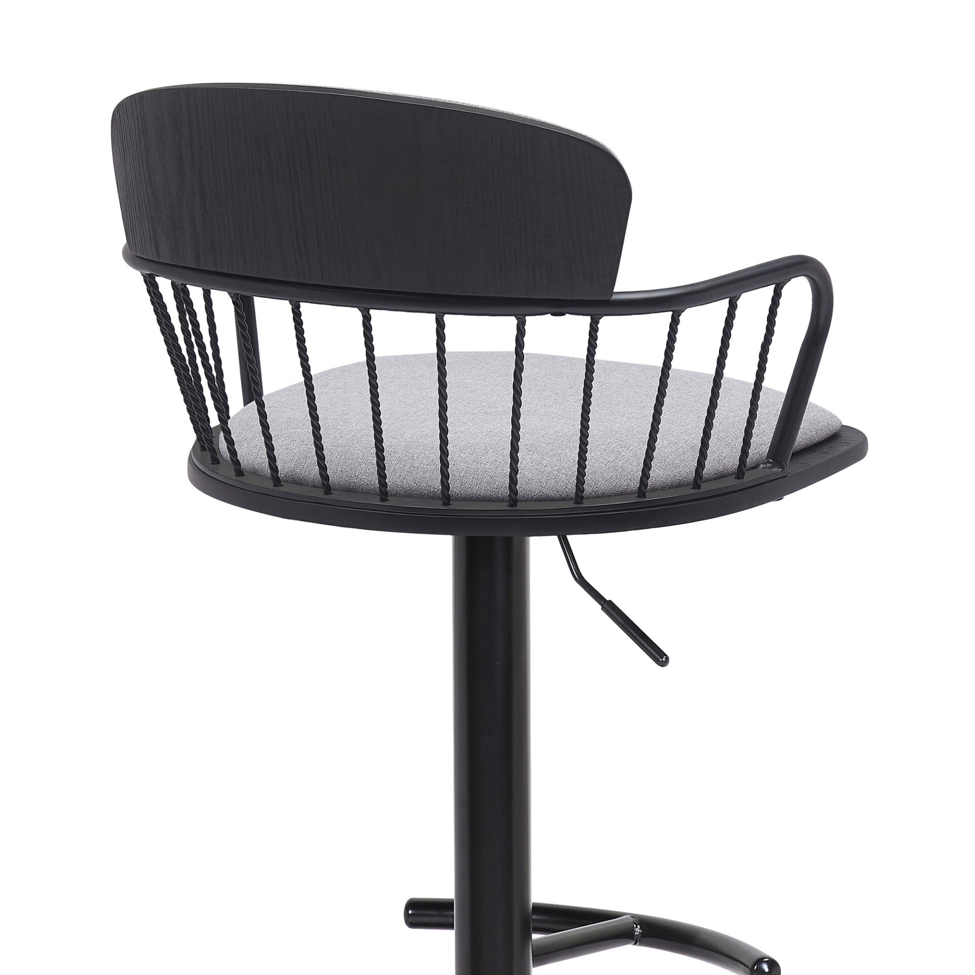 Adjustable Light Gray and Black Low Back Swivel Bar Stool 6 Adjustable Light Gray and Black Low Back Swivel Bar Stool - Image 6