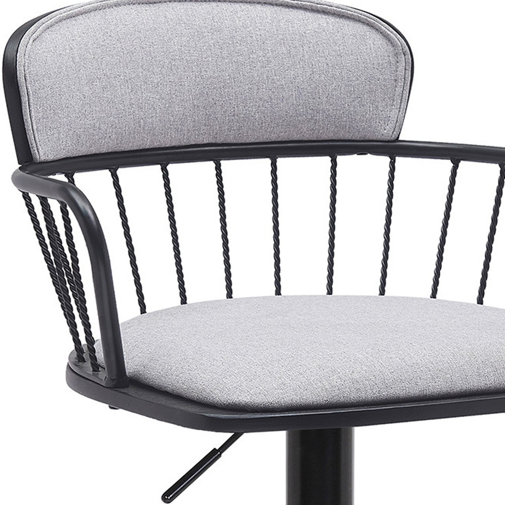 Adjustable Light Gray and Black Low Back Swivel Bar Stool 7 Adjustable Light Gray and Black Low Back Swivel Bar Stool - Image 7