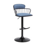 Adjustable Blue and Black Swivel Bar Stool With Armrests