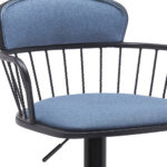 Adjustable Blue and Black Swivel Bar Stool With Armrests