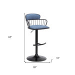 Adjustable Blue and Black Swivel Bar Stool With Armrests