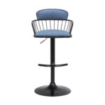 Adjustable Blue and Black Swivel Bar Stool With Armrests