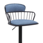 Adjustable Blue and Black Swivel Bar Stool With Armrests