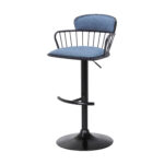 Adjustable Blue and Black Swivel Bar Stool With Armrests
