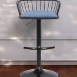 Adjustable Blue and Black Swivel Bar Stool With Armrests