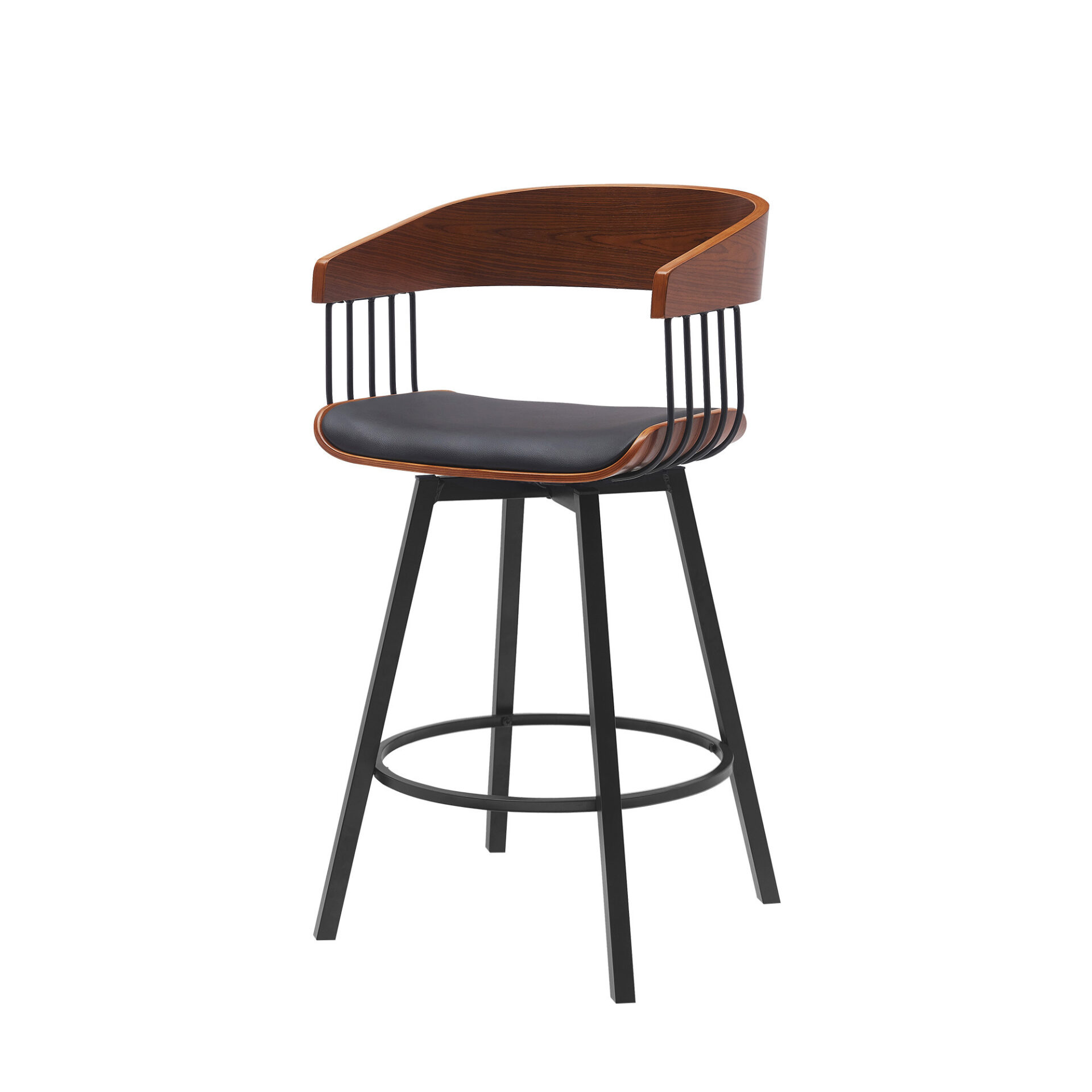 27-Inch Black Faux Leather Swivel Counter Height Bar Stool 5 27-Inch Black Faux Leather Swivel Counter Height Bar Stool - Image 5