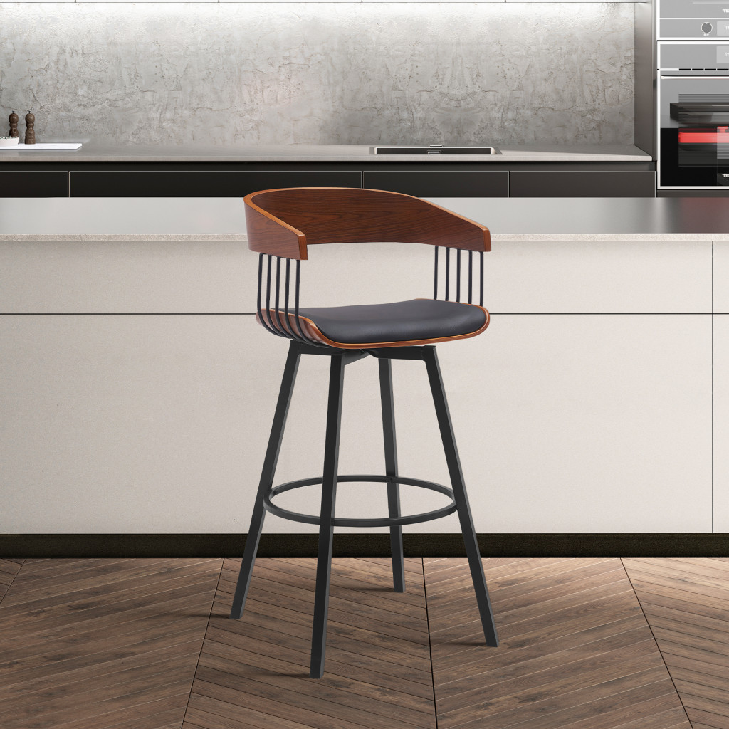 27-Inch Black Faux Leather Swivel Counter Height Bar Stool 9 27-Inch Black Faux Leather Swivel Counter Height Bar Stool - Image 9