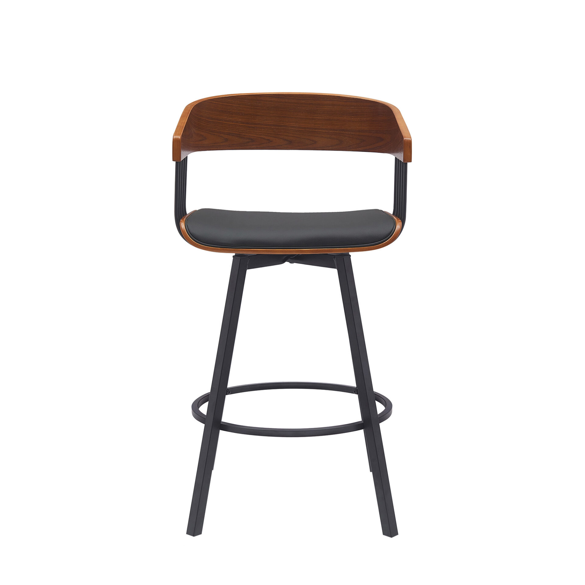 27-Inch Black Faux Leather Swivel Counter Height Bar Stool 2 27-Inch Black Faux Leather Swivel Counter Height Bar Stool - Image 2
