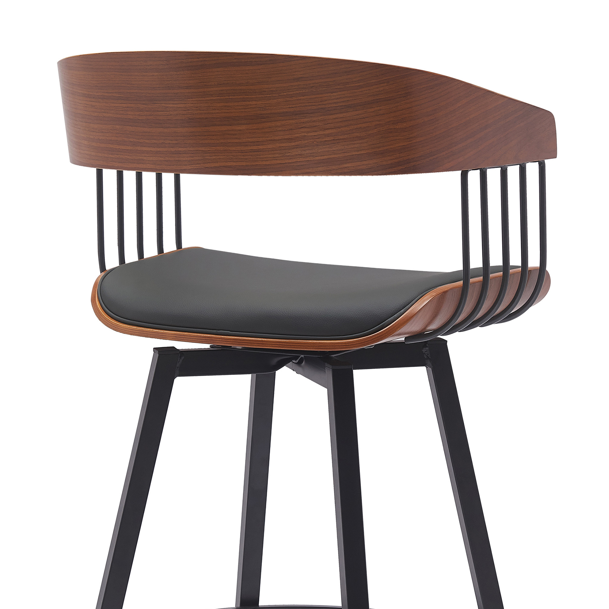 27-Inch Black Faux Leather Swivel Counter Height Bar Stool 7 27-Inch Black Faux Leather Swivel Counter Height Bar Stool - Image 7