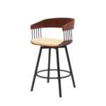 27-Inch Cream and Black Swivel Faux Leather Bar Stool 14 27-Inch Cream and Black Swivel Faux Leather Bar Stool