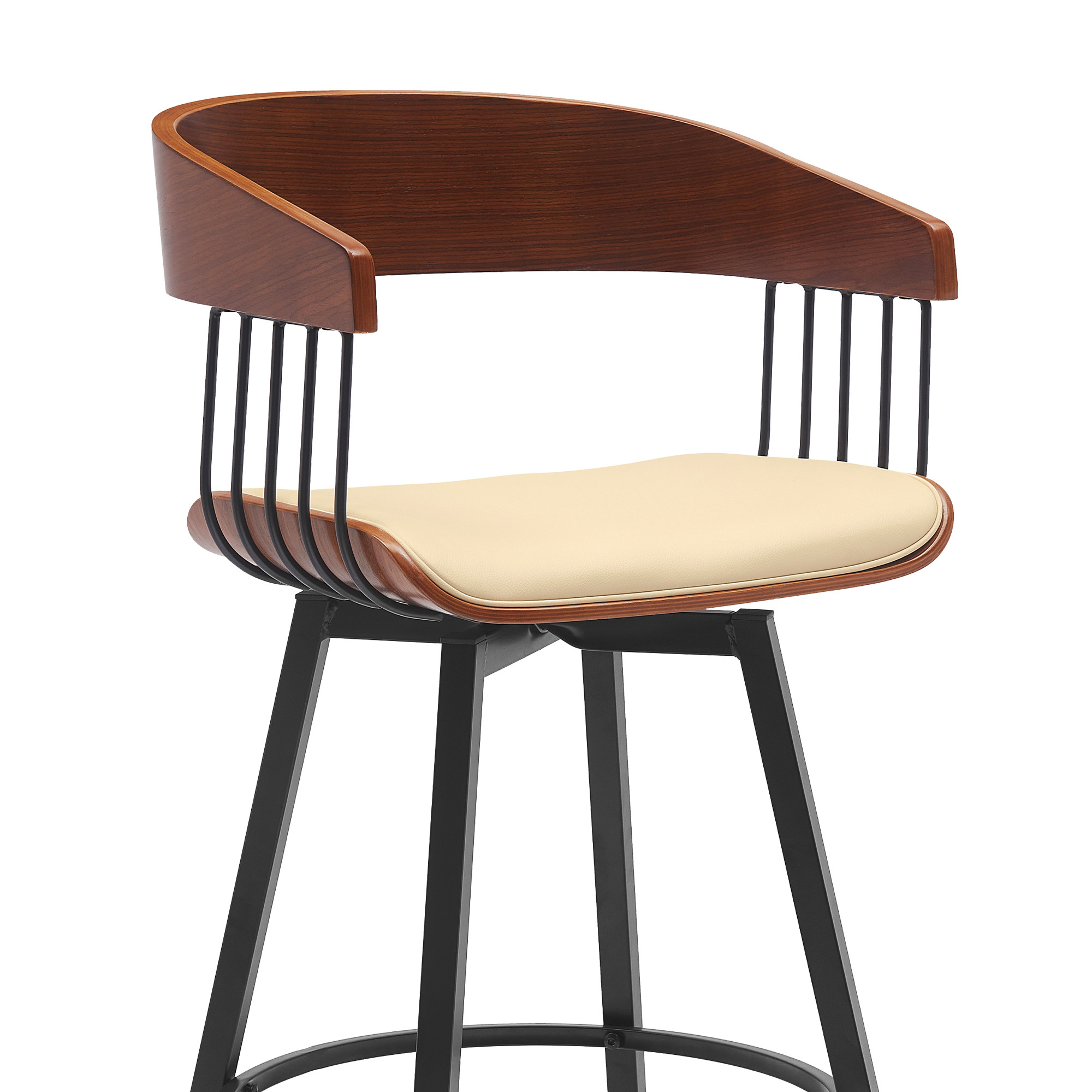 27-Inch Cream and Black Swivel Faux Leather Bar Stool 6 27-Inch Cream and Black Swivel Faux Leather Bar Stool - Image 6