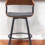 27-Inch Gray and Black Swivel Faux Leather Bar Stool 10 27-Inch Gray and Black Swivel Faux Leather Bar Stool