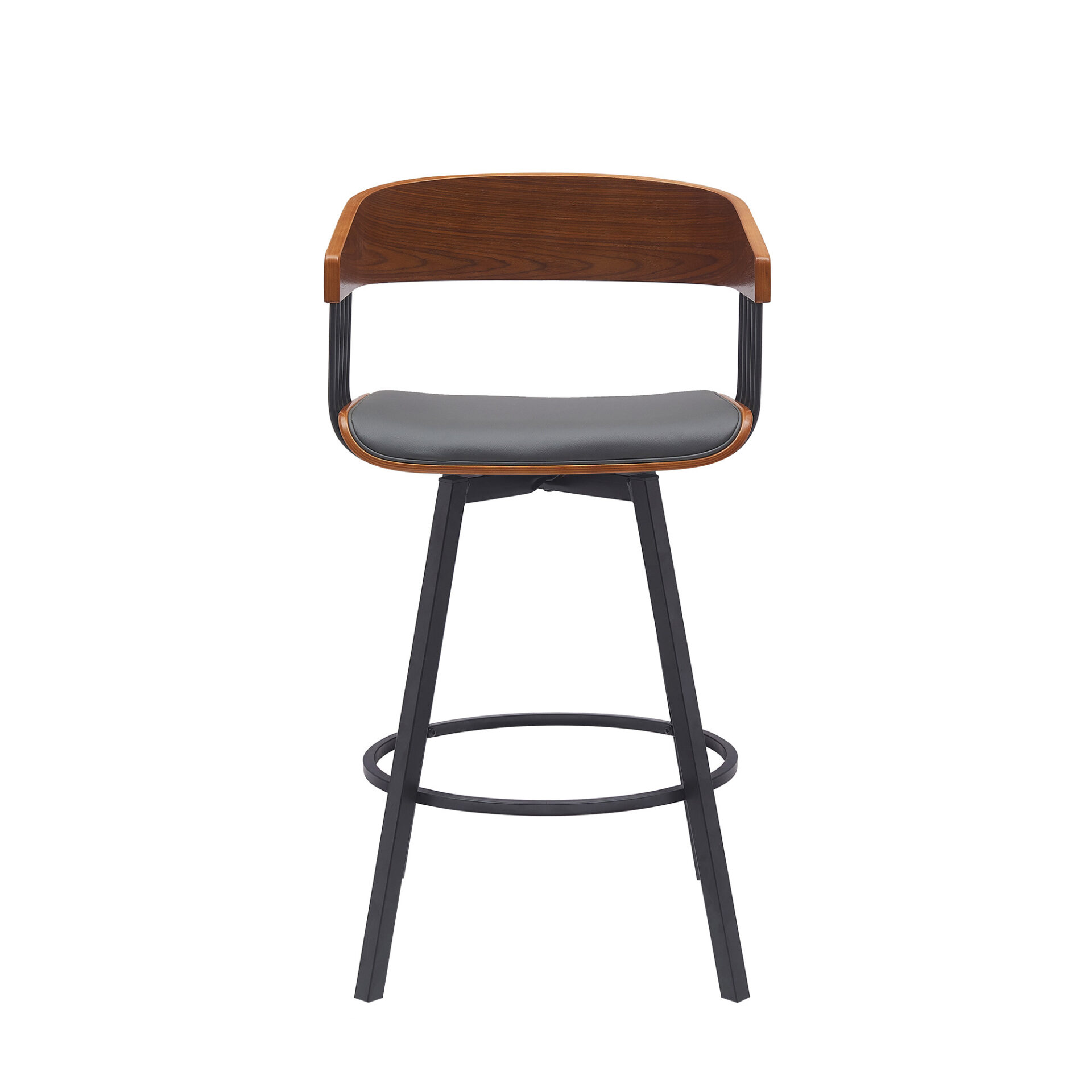 27-Inch Gray and Black Swivel Faux Leather Bar Stool 2 27-Inch Gray and Black Swivel Faux Leather Bar Stool - Image 2