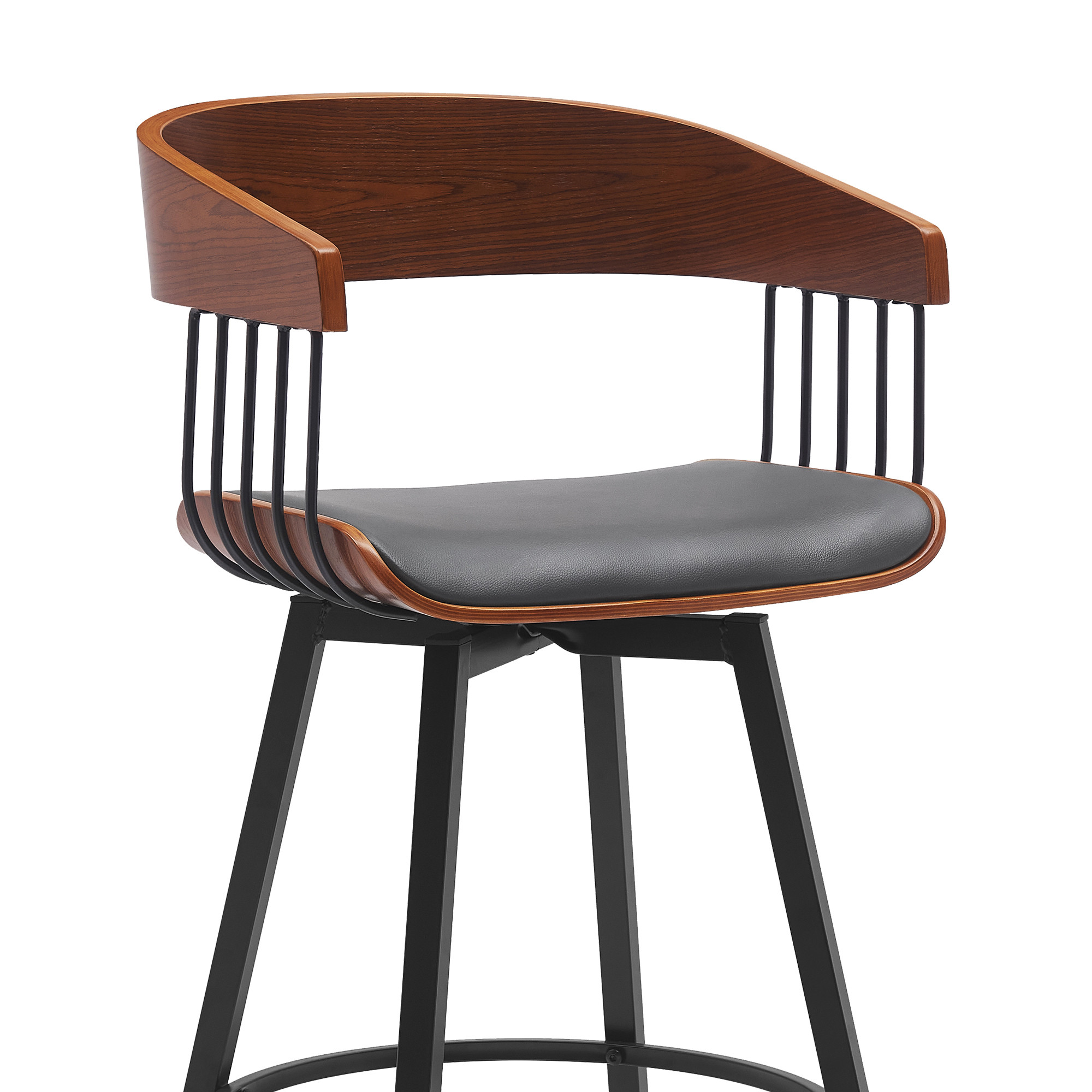 27-Inch Gray and Black Swivel Faux Leather Bar Stool 5 27-Inch Gray and Black Swivel Faux Leather Bar Stool - Image 5