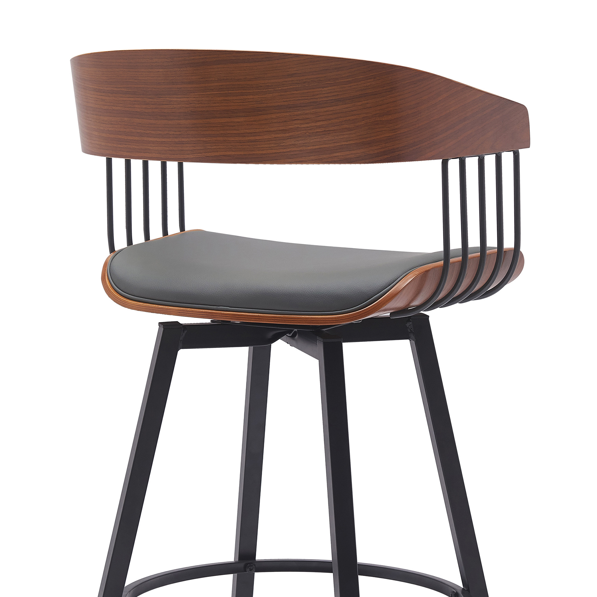 27-Inch Gray and Black Swivel Faux Leather Bar Stool 6 27-Inch Gray and Black Swivel Faux Leather Bar Stool - Image 6
