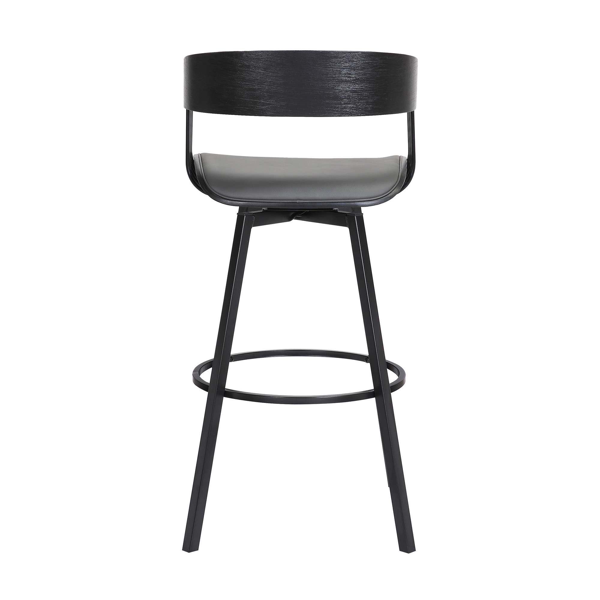 27 Inch Gray and Black Swivel Faux Leather Bar Stool 6 27 Inch Gray and Black Swivel Faux Leather Bar Stool - Image 6
