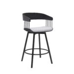 27-Inch Light Gray and Black Swivel Counter Height Bar Stool