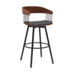 31-Inch Black Faux Leather Swivel Bar Stool With Armrests 10 31-Inch Black Faux Leather Swivel Bar Stool With Armrests