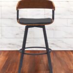 31-Inch Black Faux Leather Swivel Bar Stool With Armrests 11 31-Inch Black Faux Leather Swivel Bar Stool With Armrests